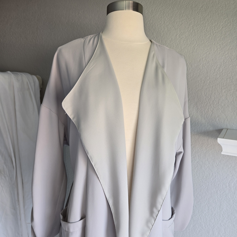 Zara Basic Collection Light Gray Duster, Coat, Lo… - image 2